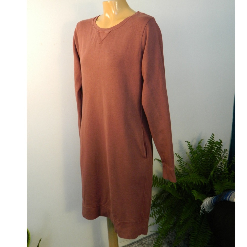 Pact Organic Cotton Sweatshirt Dress Womens Large Terracotta Long Sleeve Pockets